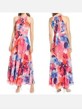 Halter Floral Maxi Skirt — Pink Multi
